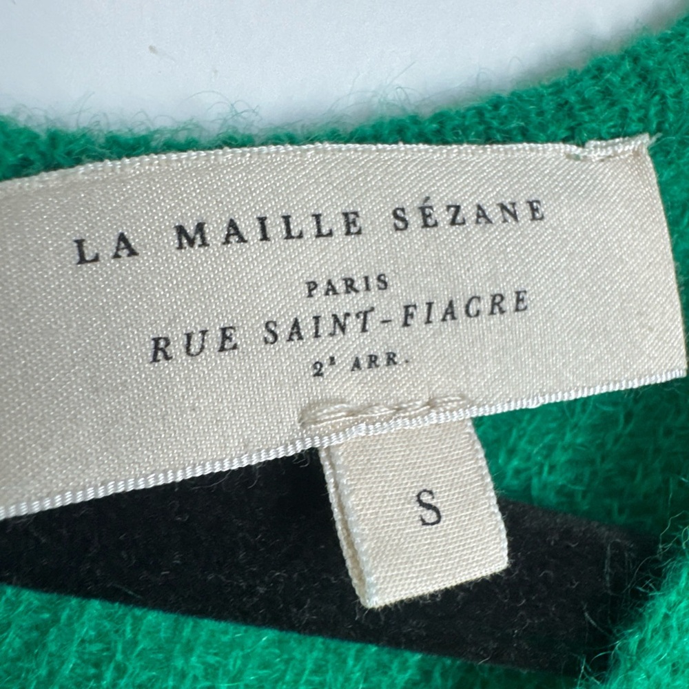 SEZANE Mohair Alpaca Blend Cardigan Sweater Bright Green Small EUC - Picture 4 of 8